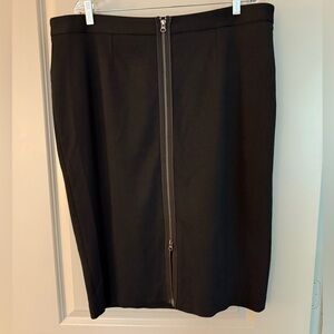 Black Pencil Skirt with Front Zipper